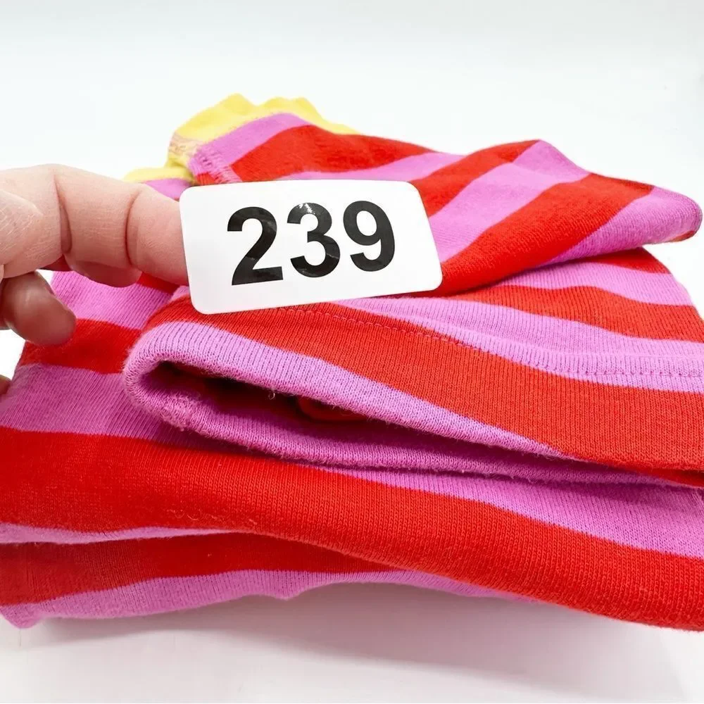 Hanna Andersson Striped Long John Pajama‎ Set in  Pink/Red Organic Cotton Sz 10